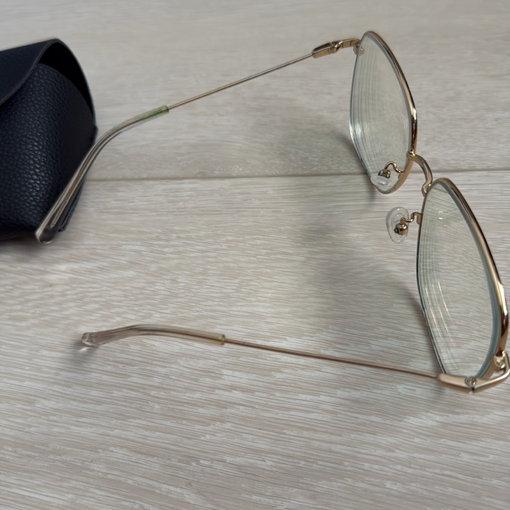 Gold Metal Oversized Women’s Glasses with Black Case - Picture 4 of 10